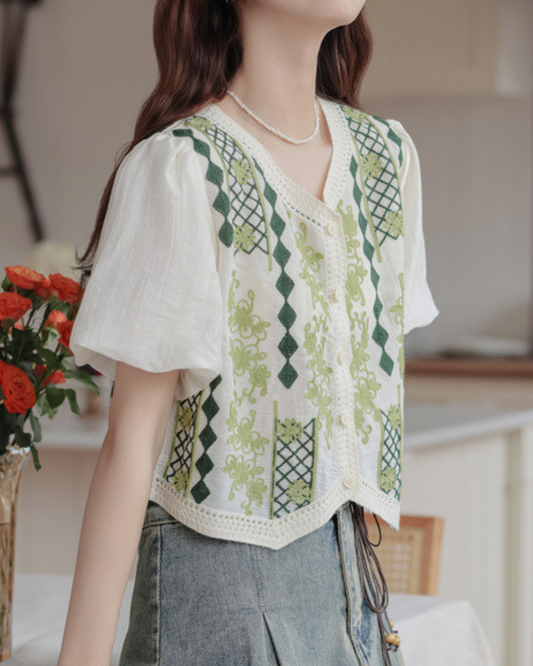 Aster Garden Embroidered Blouse