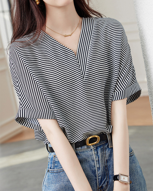 Isla Calm Stripe V-Neck T-Shirt