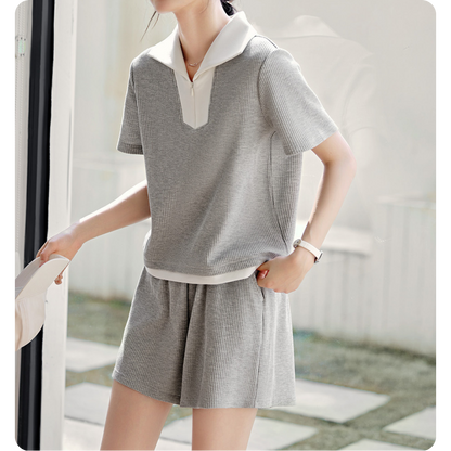 Lina Textured Collar Lounge Set