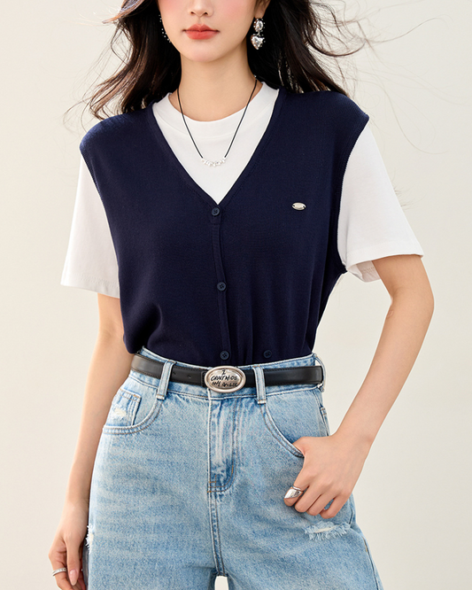 Liora Layered Knit Vest T-Shirt