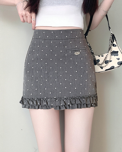Milly Dot Trim Mini Skirt