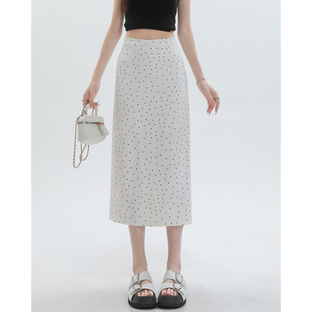 Eloise Dot Slit Midi Skirt