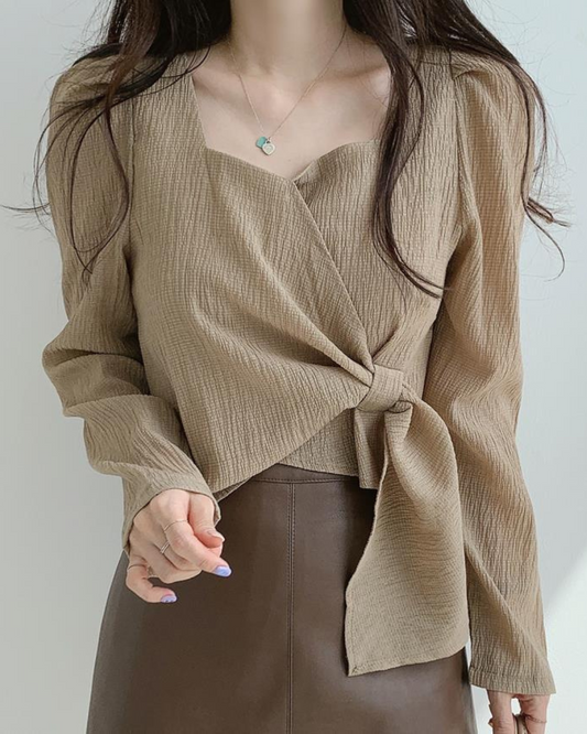 Celine Drape Waist Tie Blouse