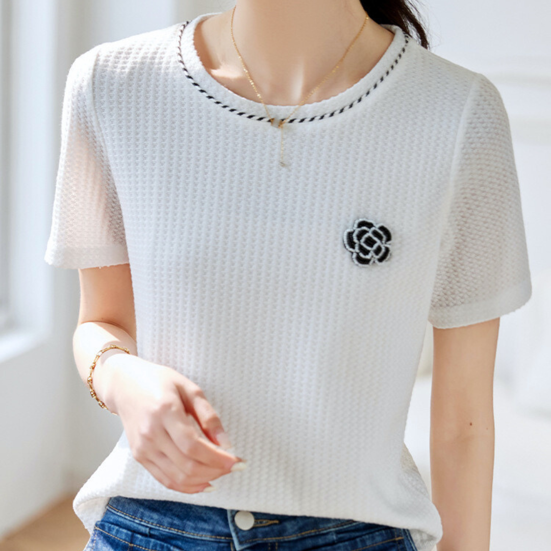 Clara Waffle Flower Knit T-Shirt