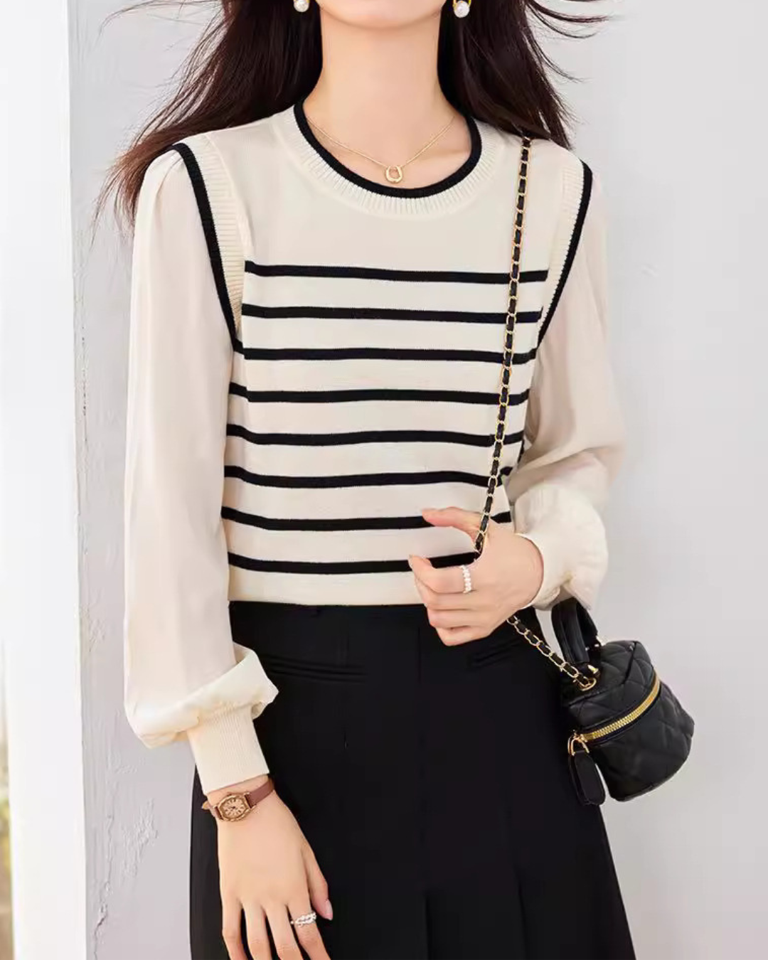 Camille Stripe Knit Blouse