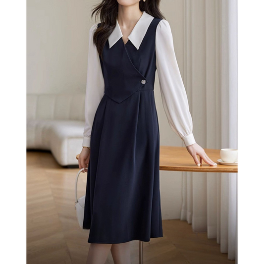 Mina Contrast Panel Midi Dress