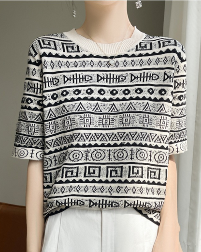 Noir Pattern Ease Knit T-Shirt
