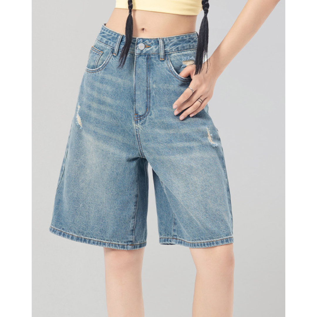 Elva Soft Fray Denim Shorts