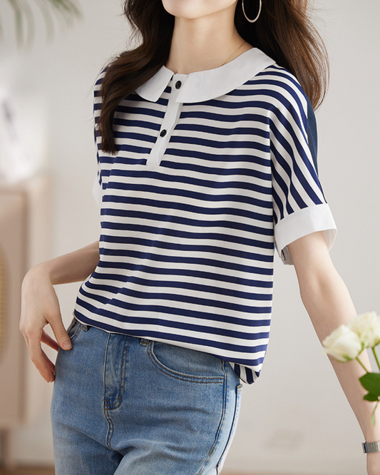 Marine Ease Stripe Collar Shirt