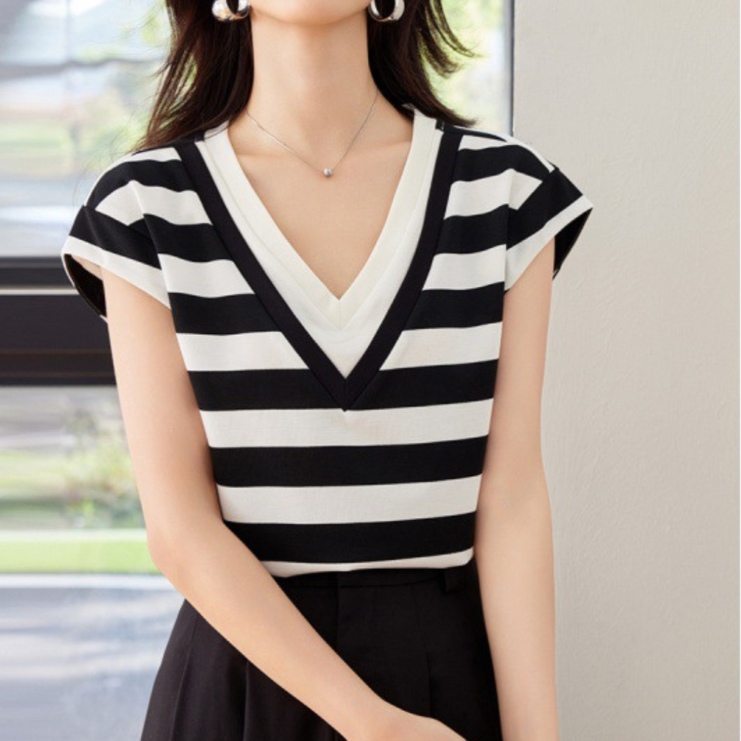 Lina Bold Stripe V T-Shirt