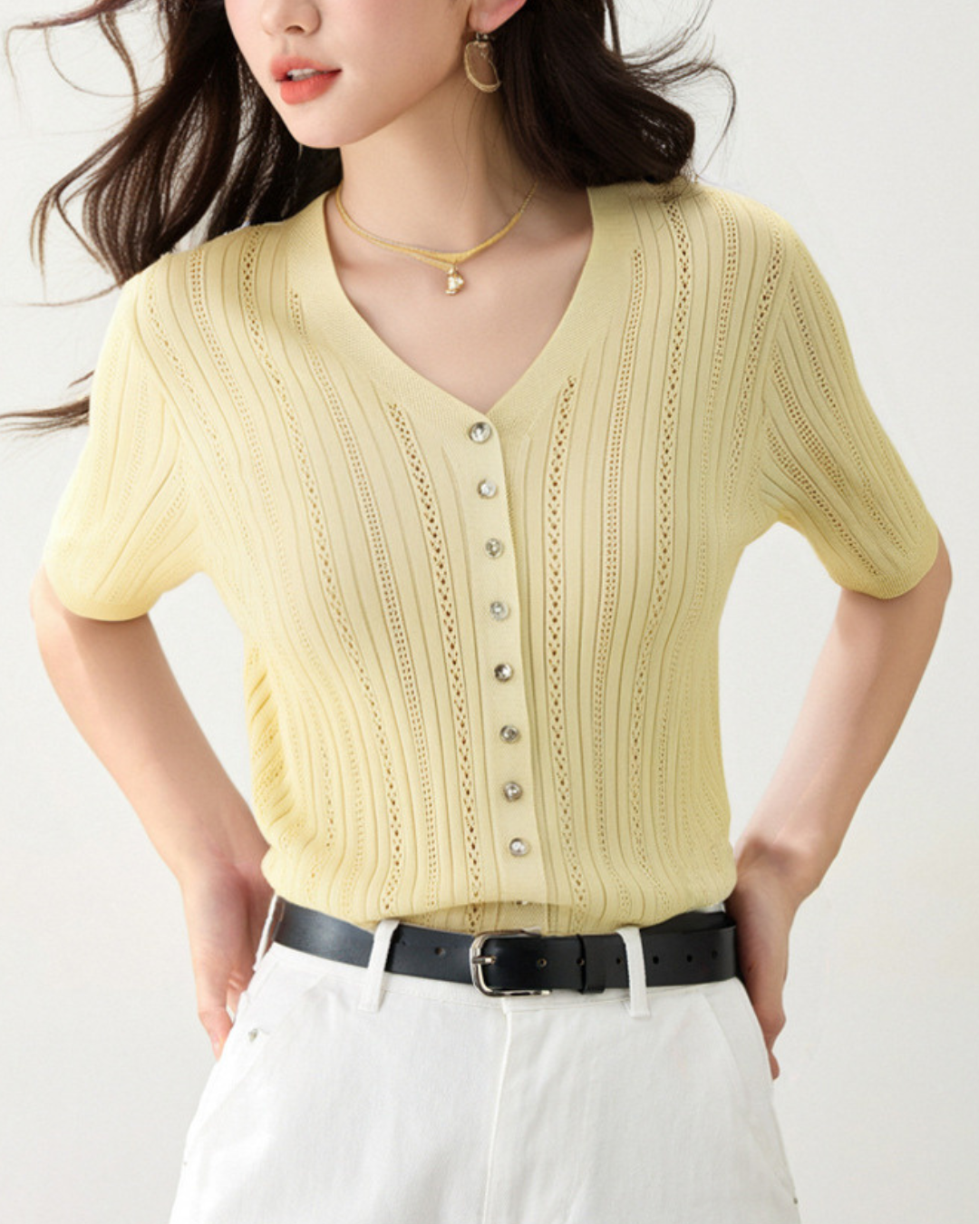 Elina Light Pointelle Cardigan