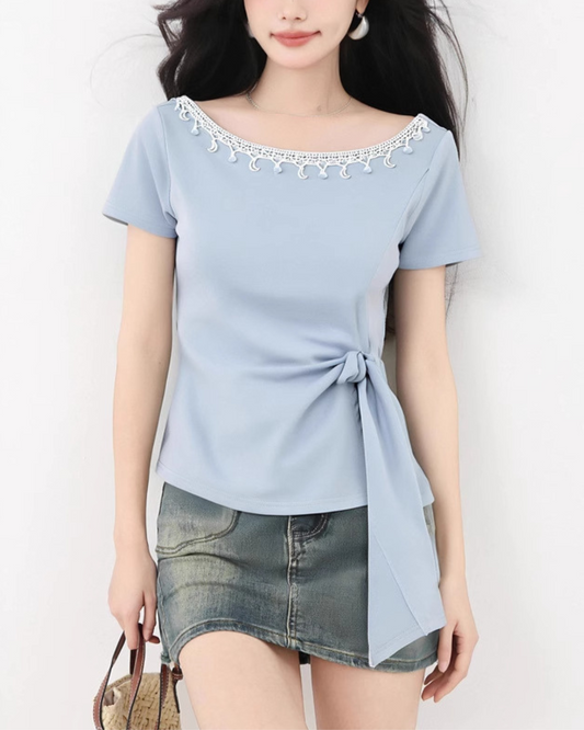 Emilie Lace Tie Side T-Shirt