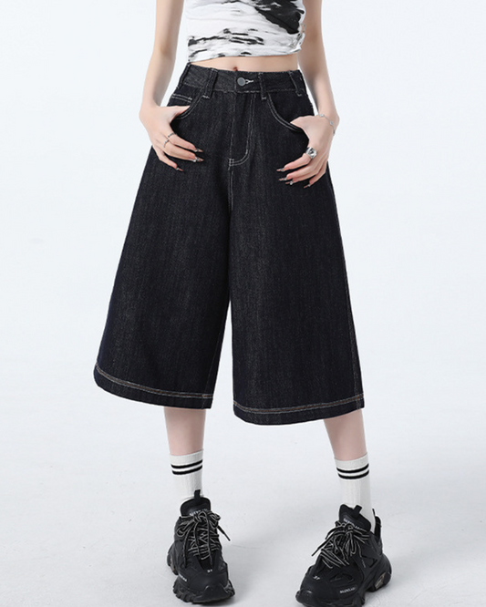 Isla Ease Wide Crop Denim