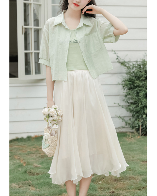 Lila Layered Voile Skirt Set