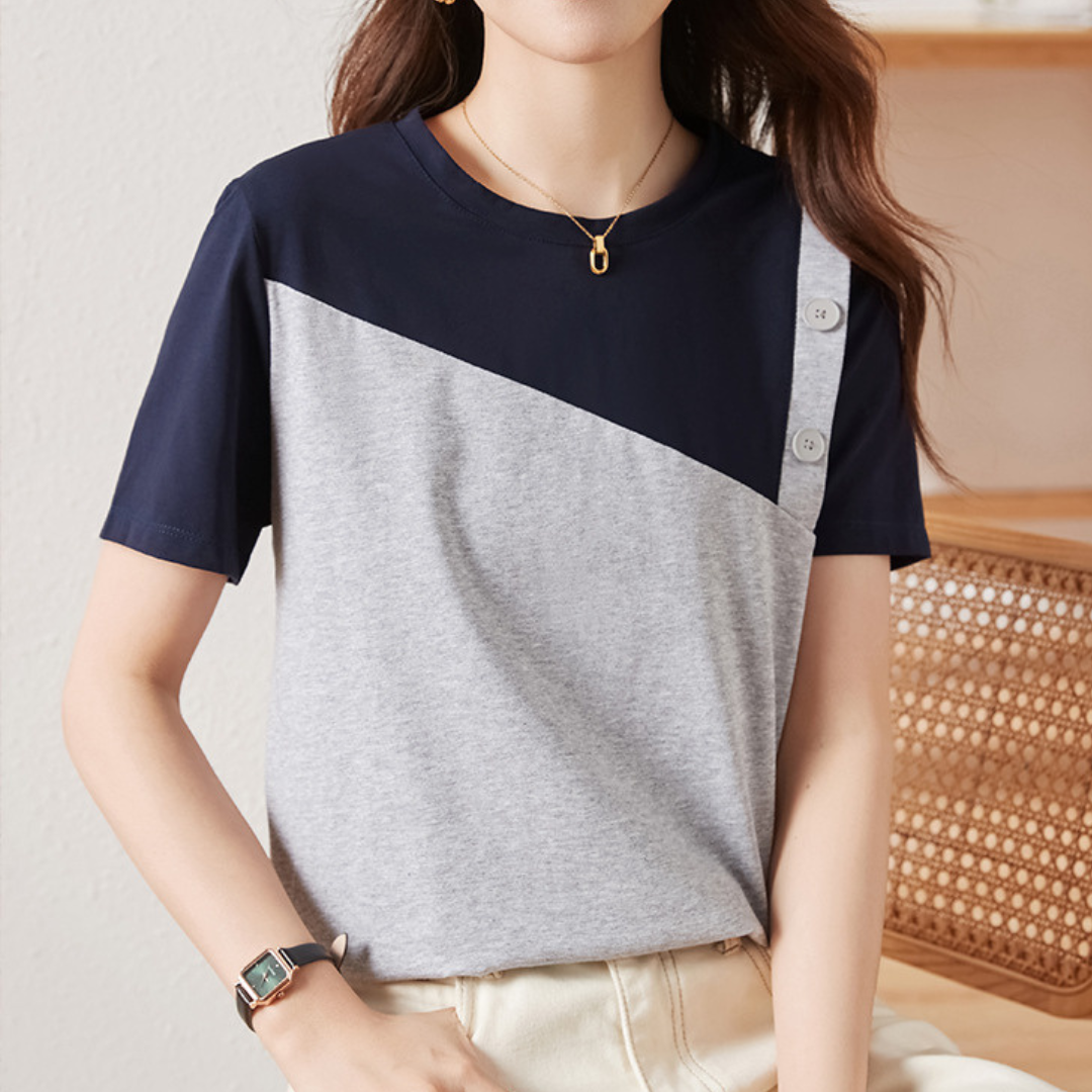 Mira Diagonal Button T-Shirt