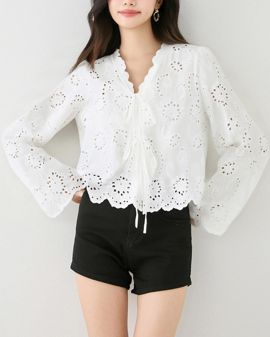 Elva Eyelet Flare Blouse