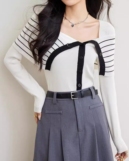 Melodie Stripe Cape Knit Top