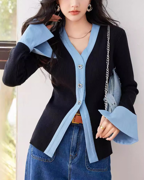 Elodie Contrast Soft Knit Cardigan