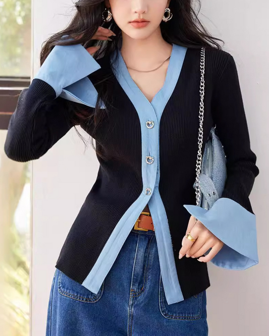 Elodie Contrast Soft Knit Cardigan