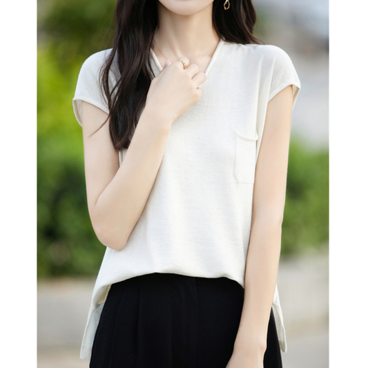 Mira Gentle V-Neck Pocket T-Shirt