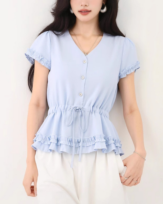Lilin Soft Frill Peplum Blouse