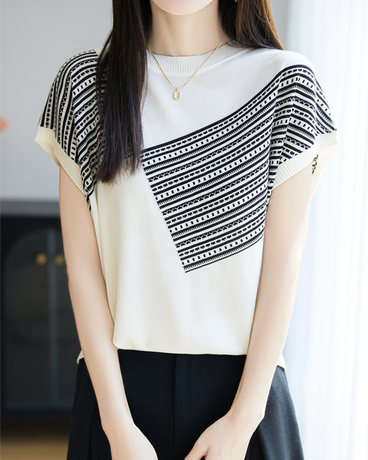 Amelie Soft Geo Stripe Knit Top