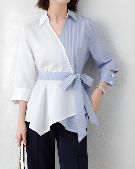 Elara Dual Tone Wrap Blouse