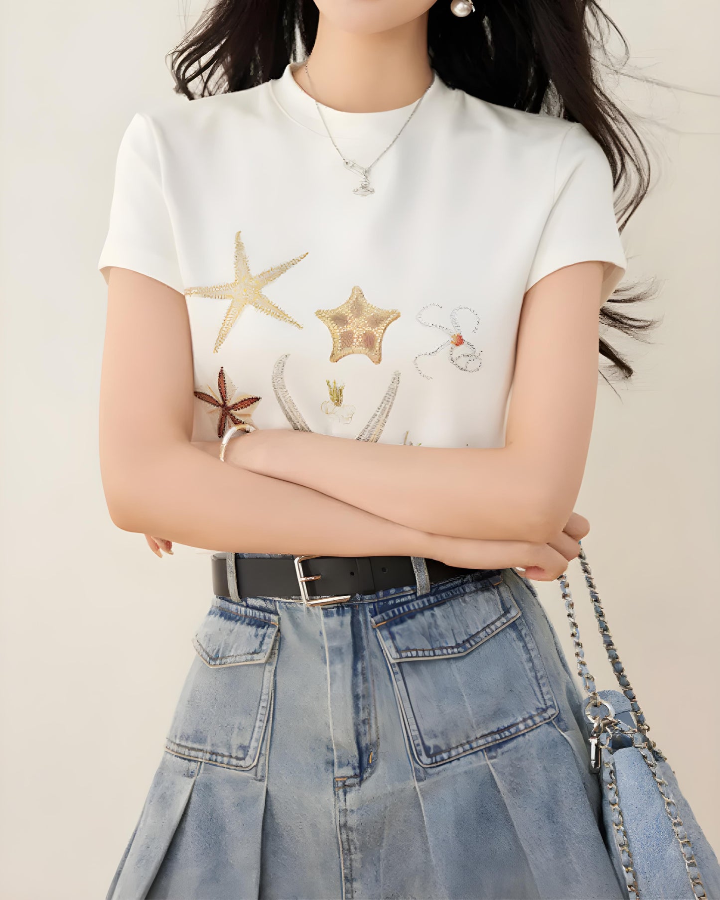 Mira Sea Breeze Embroidered T-Shirt