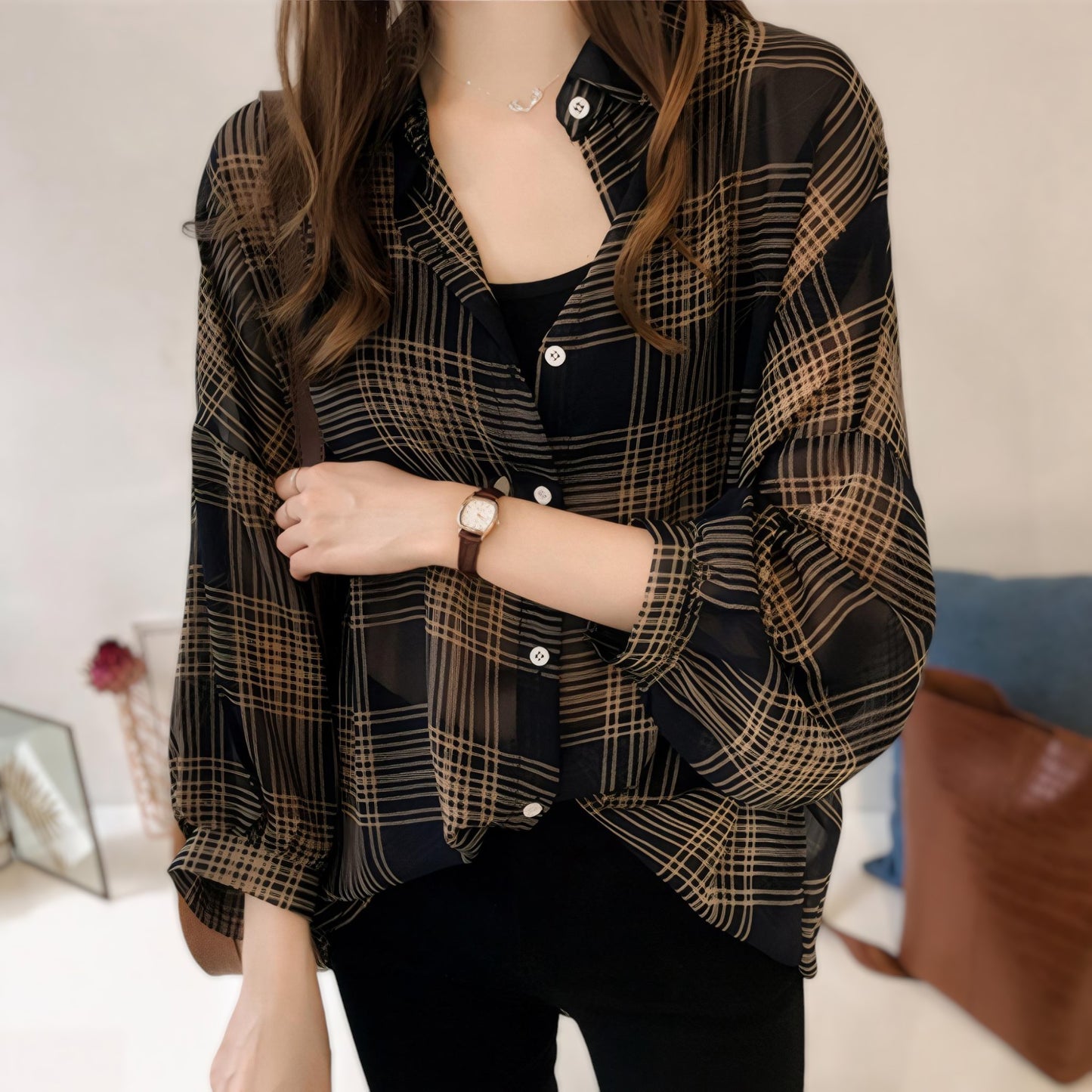 Lily Line Minimal Soft Bow Blouse