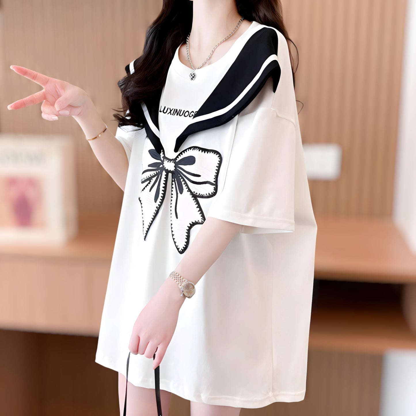 Sailor Bow Soft Cotton T-Shirt