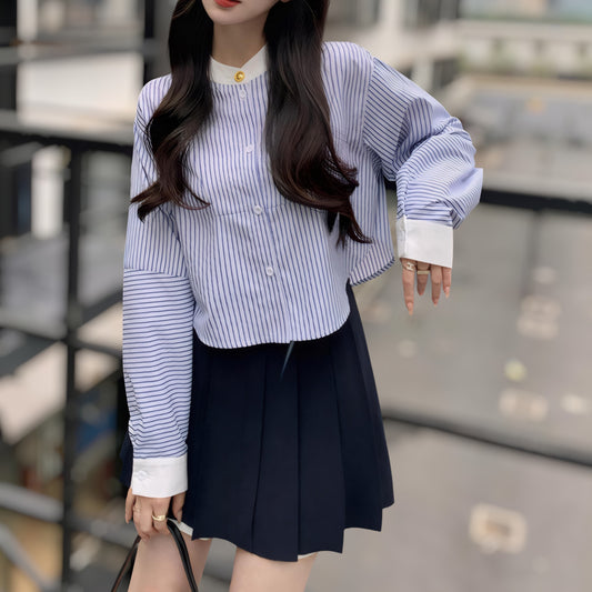 Lia Soft Stripe Cuff Blouse