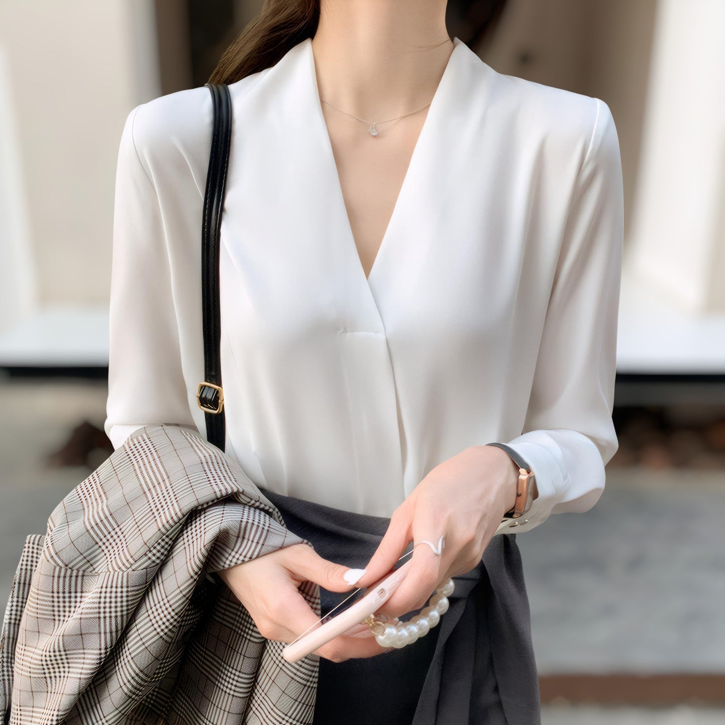 June Line Soft V-Neck Blouse