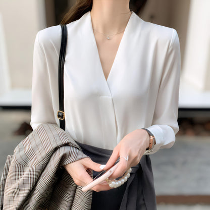 June Line Soft V-Neck Blouse