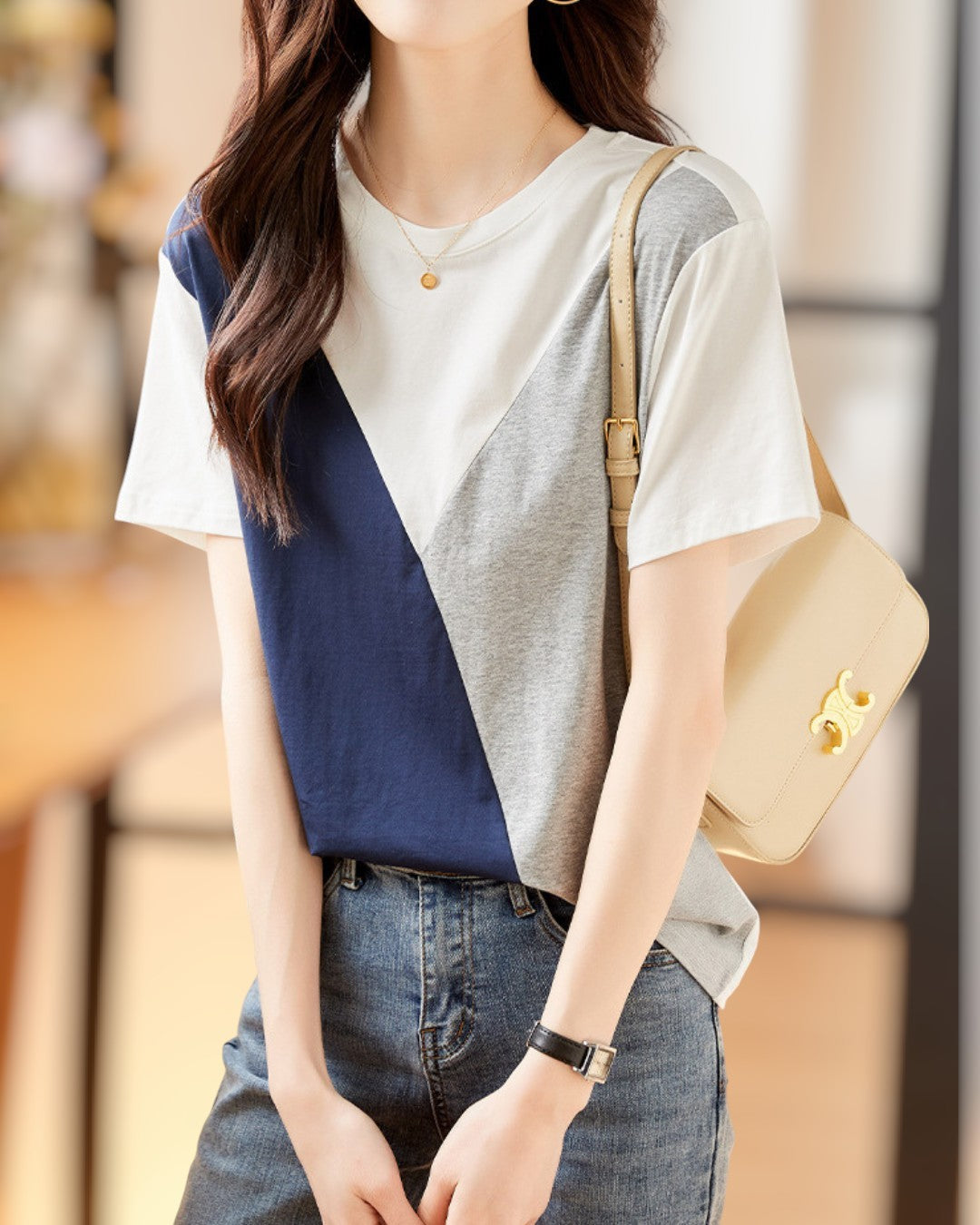 Mira Soft Block Cotton T-Shirt