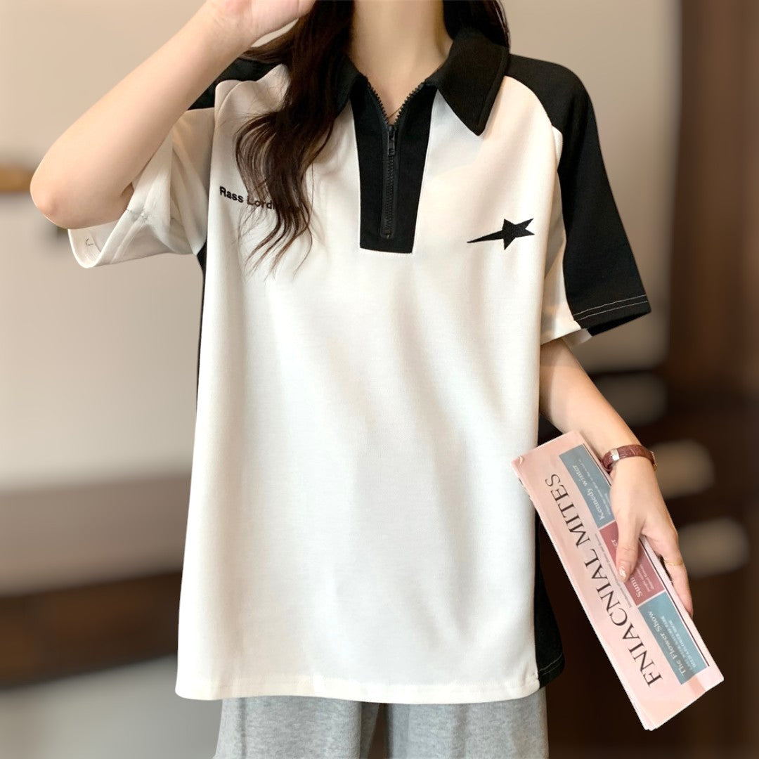 Lyra Contrast Zip Polo T-Shirt
