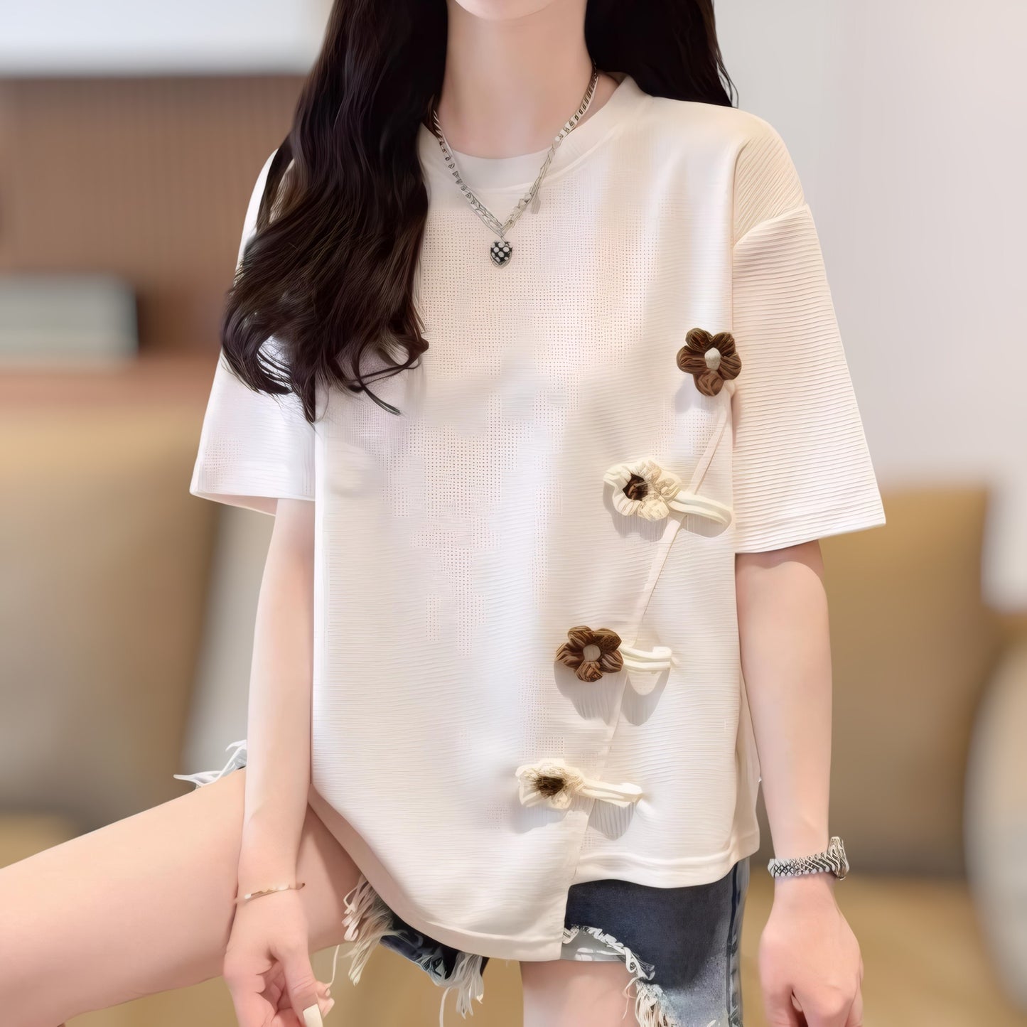 Daisy Knot Side Waffle T-Shirt