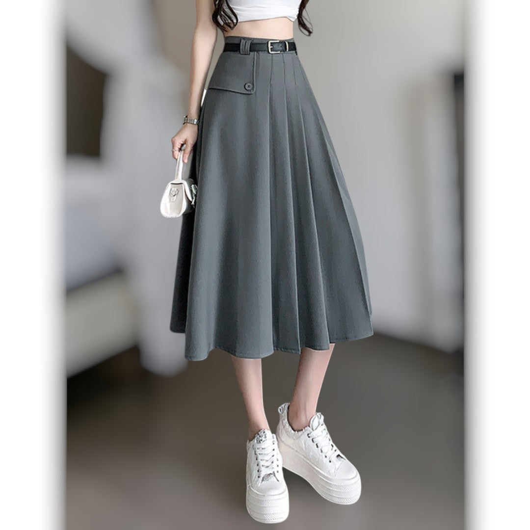 Vera Soft Pleat Belted Skirt