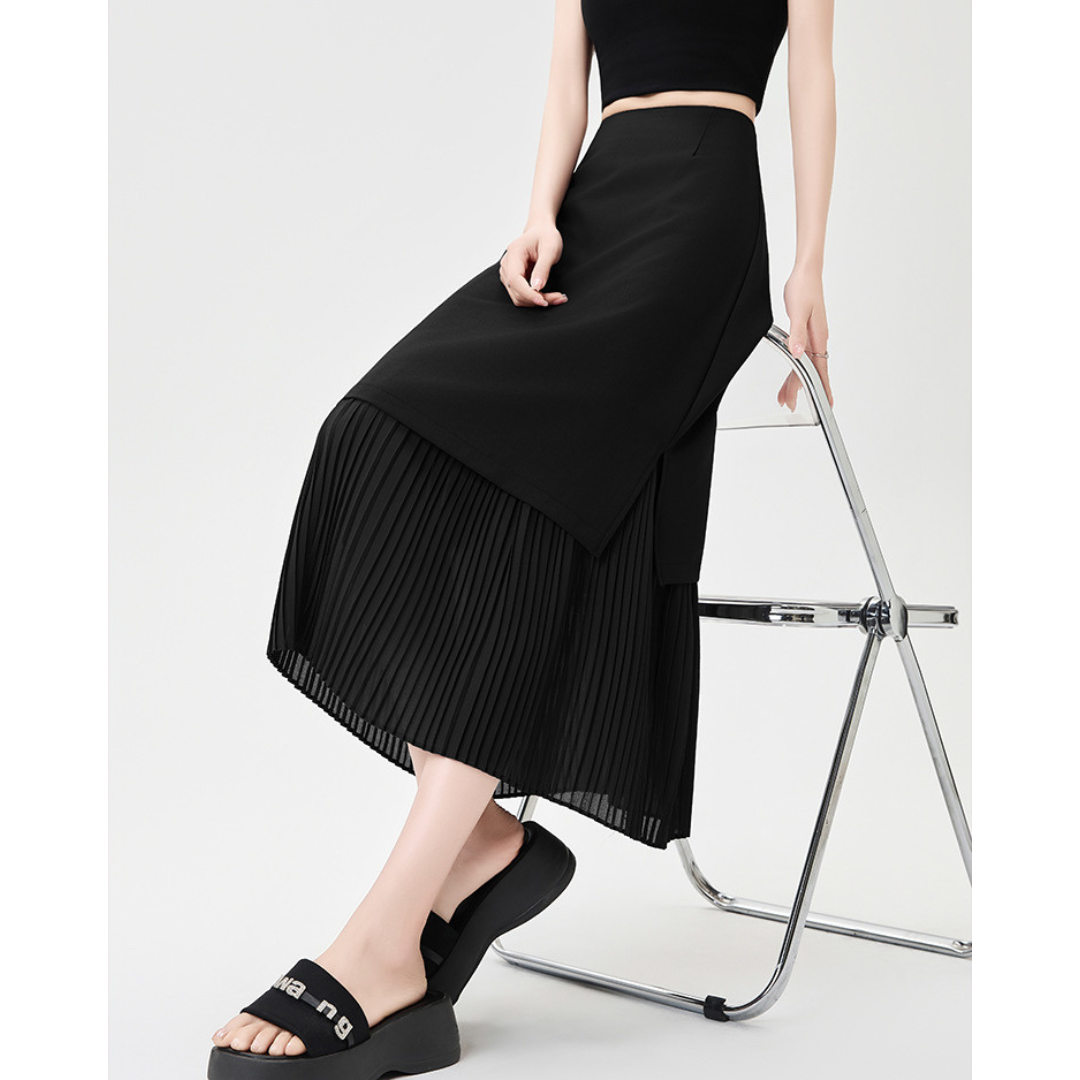 Mina Pleat Layer Midi Skirt