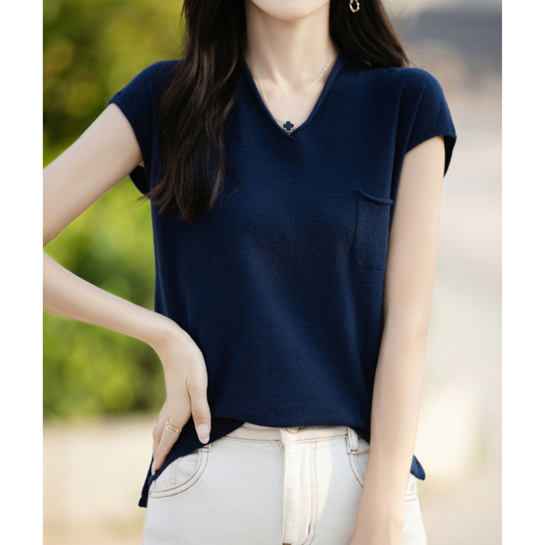 Mira Gentle V-Neck Pocket T-Shirt