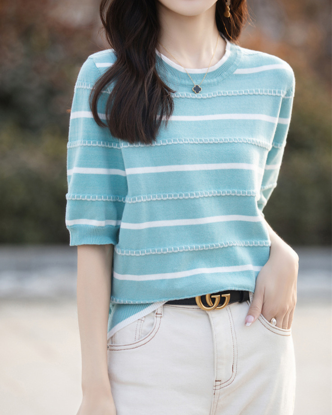 Celine Stitch Stripe Knit Top