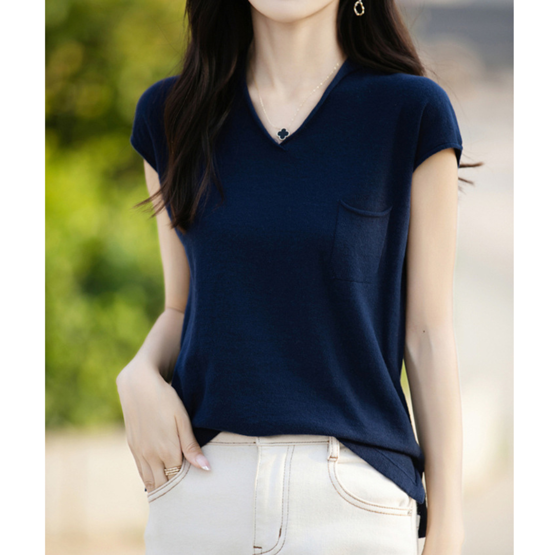 Mira Gentle V-Neck Pocket T-Shirt