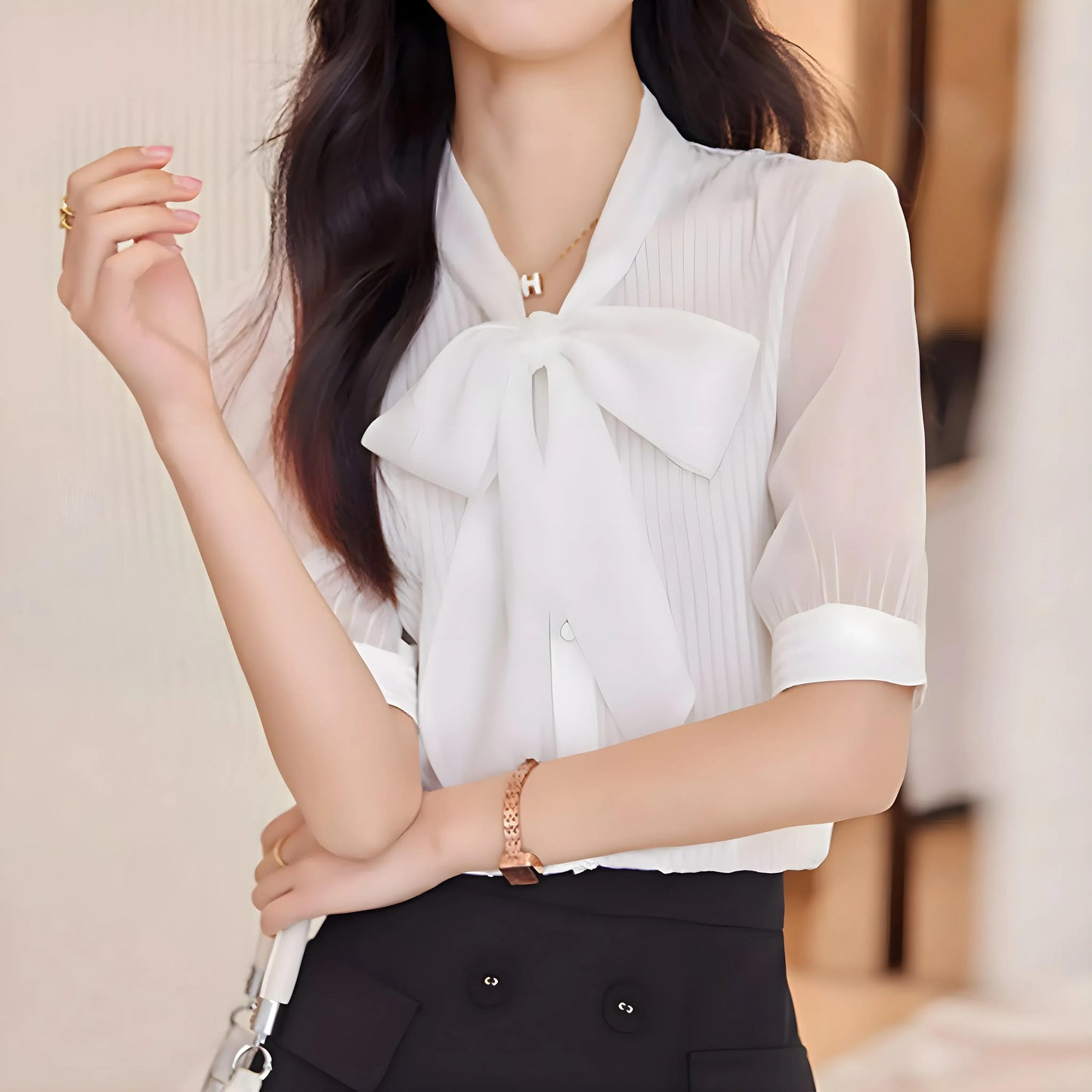 Adele Tie Sheer Blouse