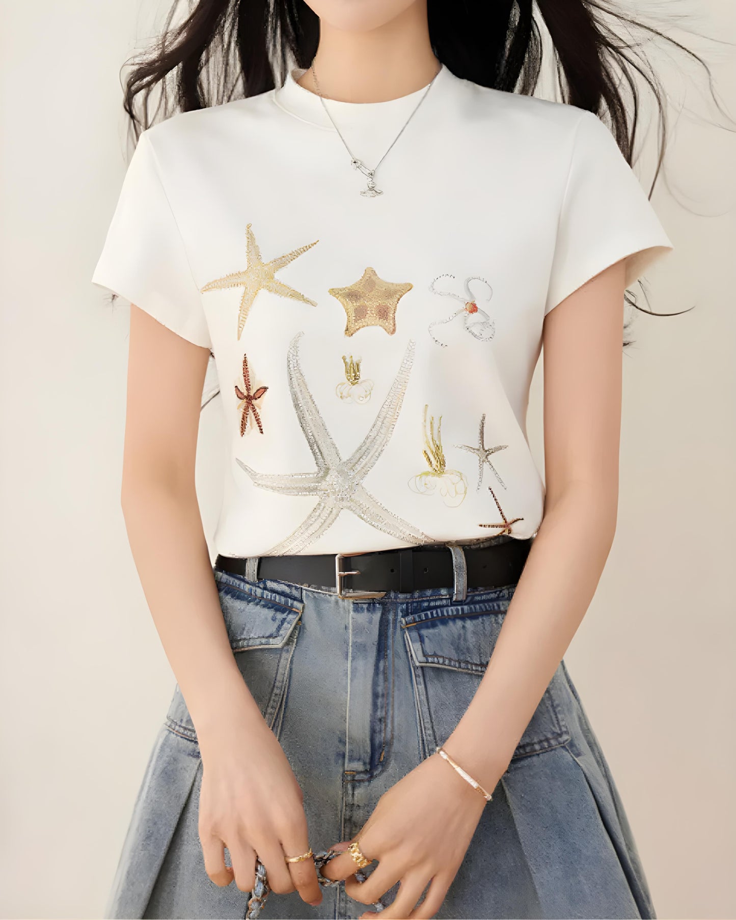 Mira Sea Breeze Embroidered T-Shirt