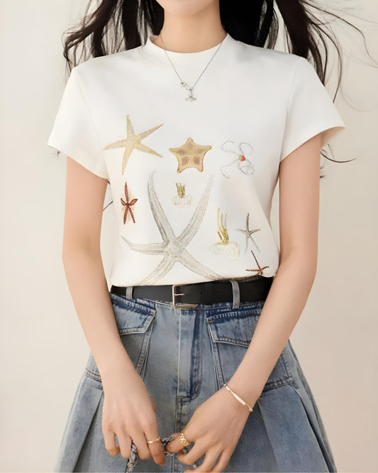 Mira Sea Breeze Embroidered T-Shirt