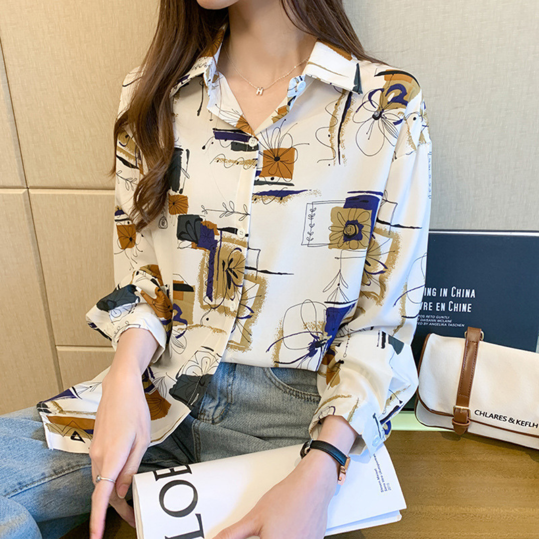 Mabel Print Vintage Chiffon Blouse