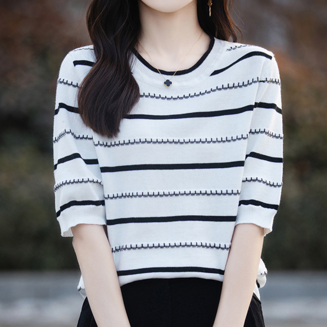 Celine Stitch Stripe Knit Top