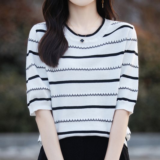 Celine Stitch Stripe Knit Top