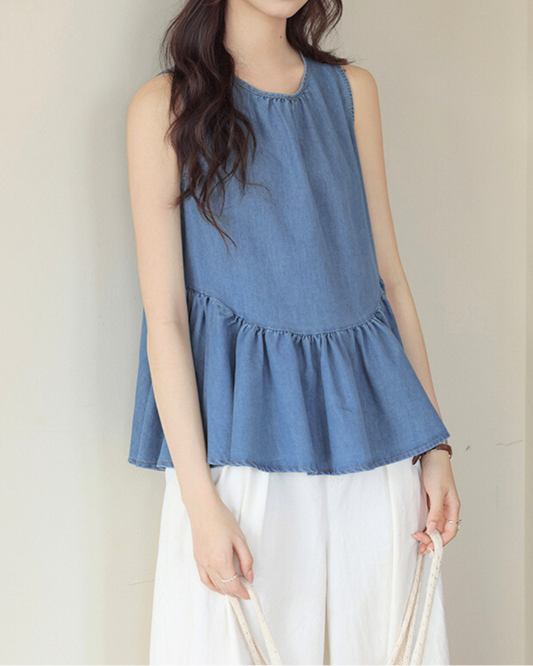 Lora Soft Tie Peplum Top