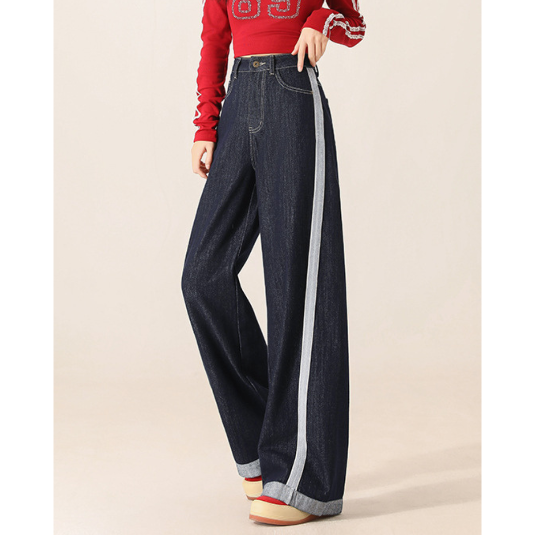 Freya Contrast Line Denim Trousers