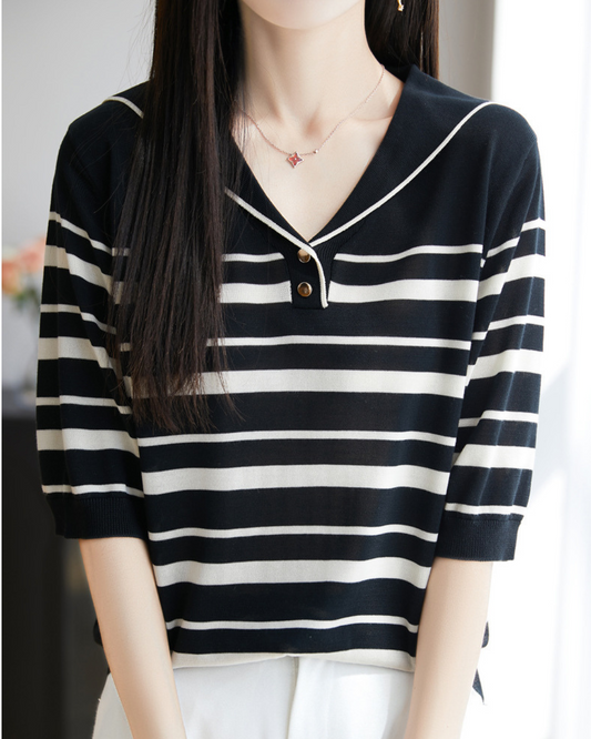 Lina Soft Stripe Knit Top